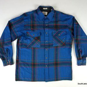 VTG Midwest Clothing Company L/S Flannel Button Front Arcylic Blue Plaid Ukraine